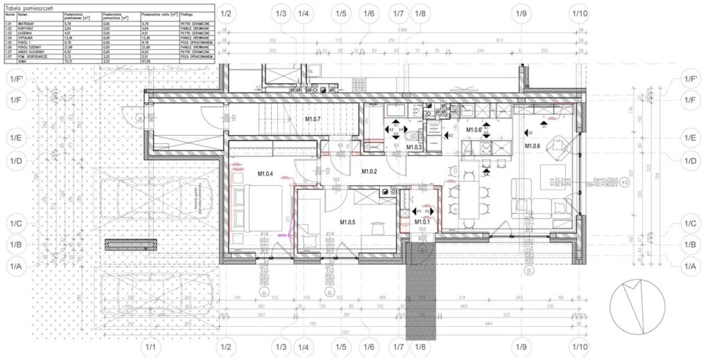 Projekt wnętrza mieszkania 70m² w Łodzi