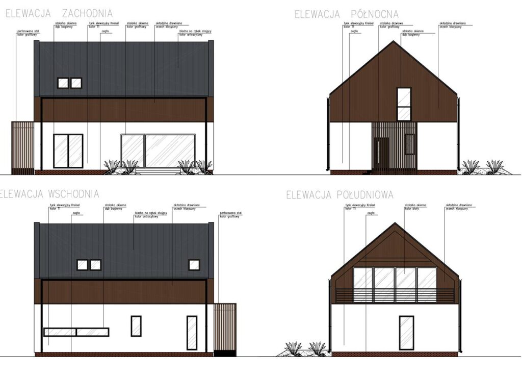 Projekt domu jednorodzinnego z garażem wolnostojącym w Podkowie Leśnej