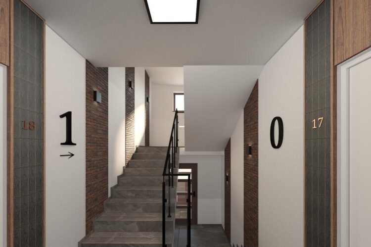 Projekt wnętrza remontu klatek schodowych w zabudowie mieszkaniowej wielorodzinnej w Łodzi