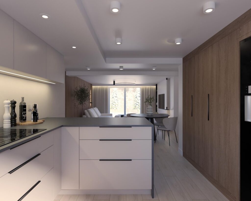 Projekt wnętrza  domu jednorodzinnego - kuchnia Projekt wnętrza  domu jednorodzinnego 53,00m² w Opocznie