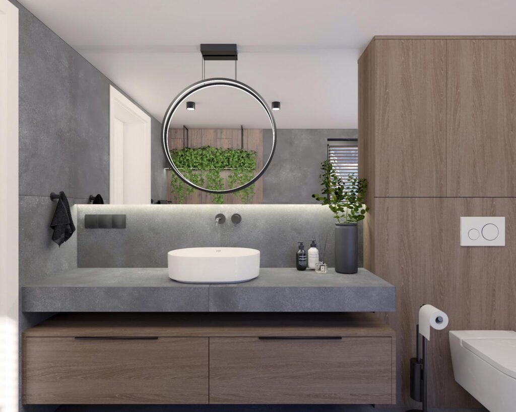 Projekt wnętrza  domu jednorodzinnego - łazienka Projekt wnętrza  domu jednorodzinnego 53,00m² w Opocznie