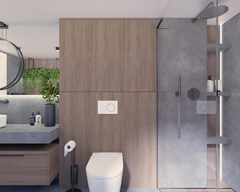 Projekt wnętrza  domu jednorodzinnego - łazienka Projekt wnętrza  domu jednorodzinnego 53,00m² w Opocznie