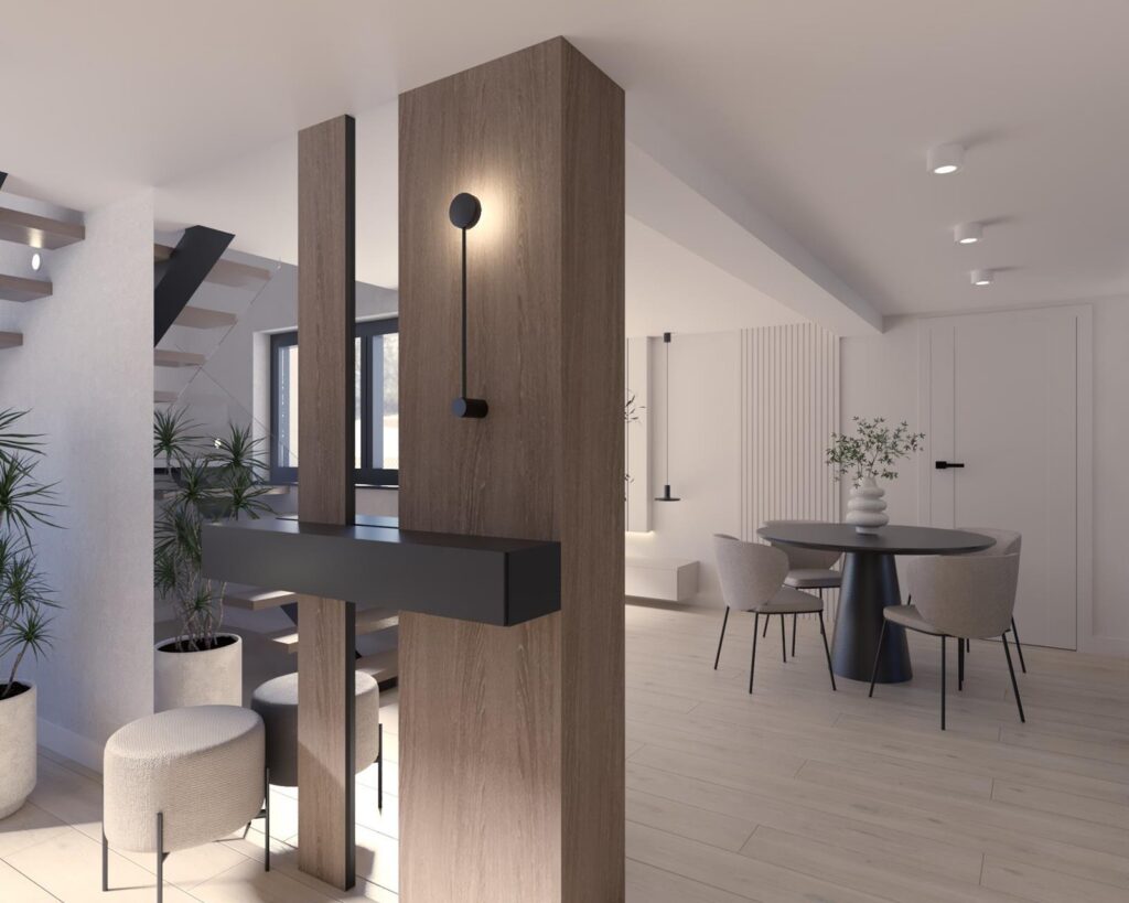 Projekt wnętrza  domu jednorodzinnego - hol Projekt wnętrza  domu jednorodzinnego 53,00m² w Opocznie