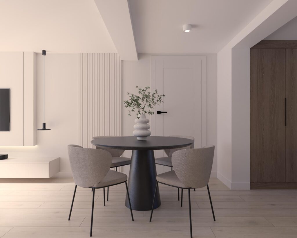 Projekt wnętrza  domu jednorodzinnego - salon i jadalnia Projekt wnętrza  domu jednorodzinnego 53,00m² w Opocznie