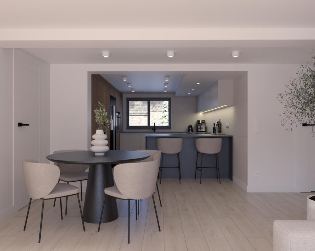 Projekt wnętrza  domu jednorodzinnego - salon i jadalnia Projekt wnętrza  domu jednorodzinnego 53,00m² w Opocznie