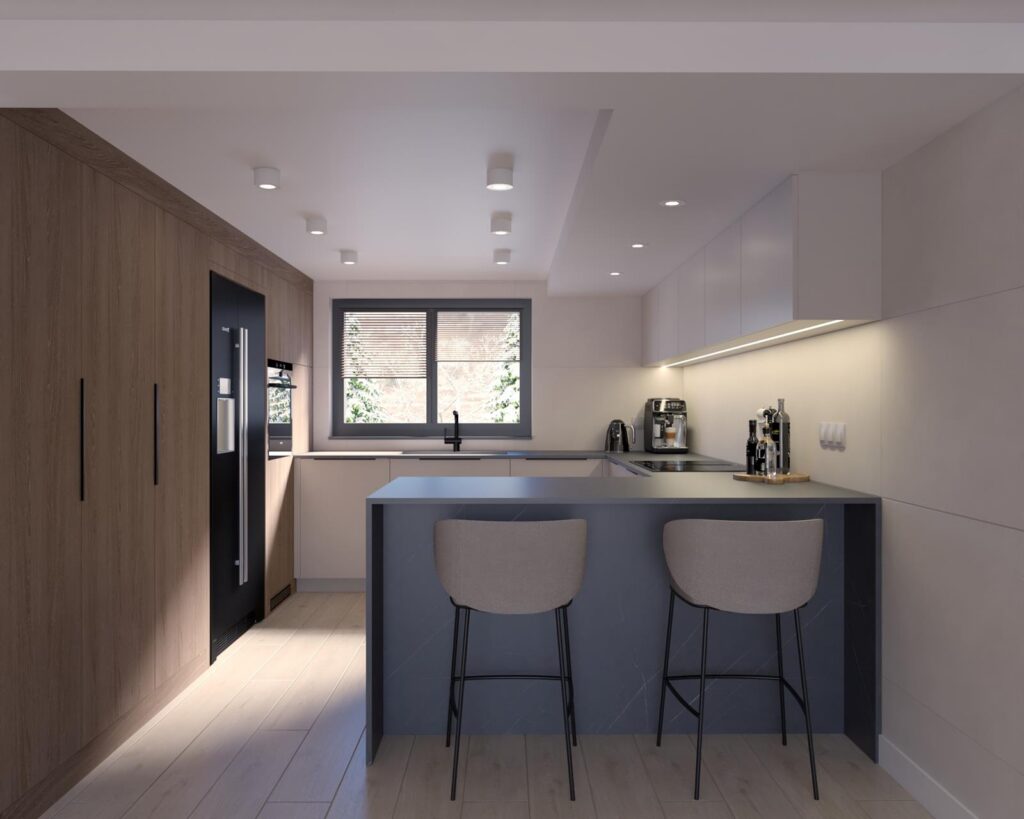 Projekt wnętrza  domu jednorodzinnego - kuchnia Projekt wnętrza  domu jednorodzinnego 53,00m² w Opocznie