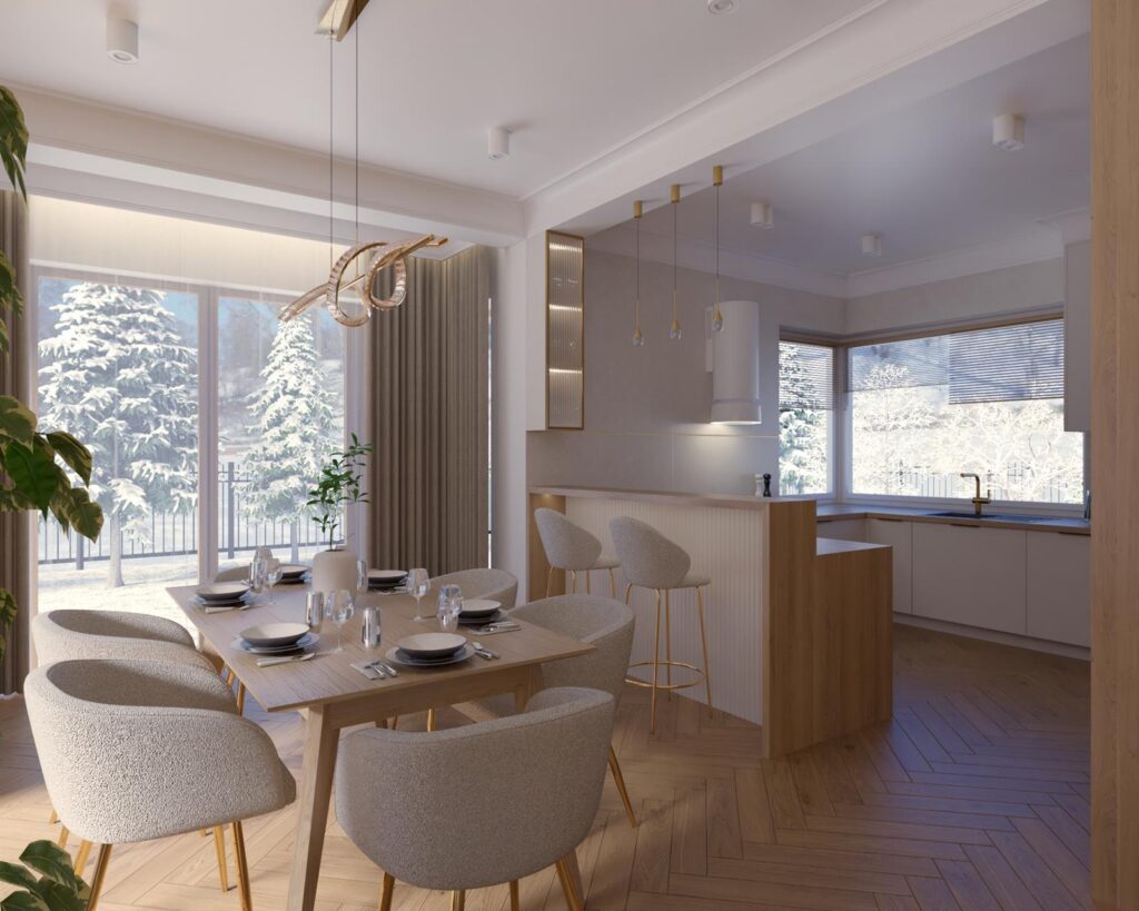 Projekt wnętrza domu jednorodzinnego 109,00m² w Nowosolnej