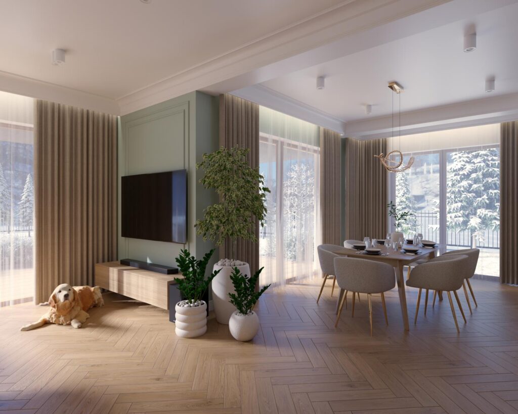Projekt wnętrza domu jednorodzinnego 109,00m² w Nowosolnej