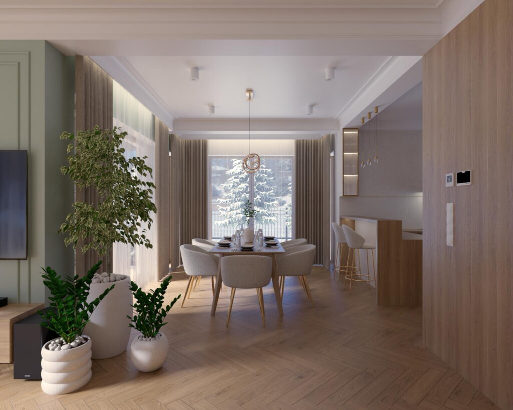 Projekt wnętrza domu jednorodzinnego 109,00m² w Nowosolnej
